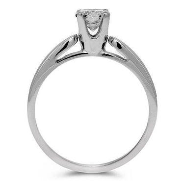 14K Solid White Gold Diamond Solitaire Engagement Ring 0.54 Ctw